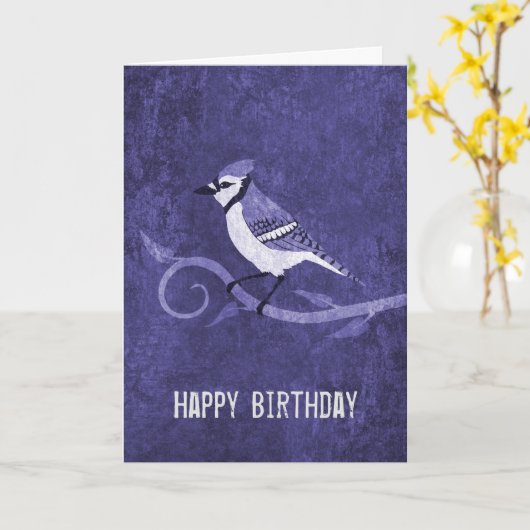 Carte d'anniversaire Blue Jay (Fleur jaune)