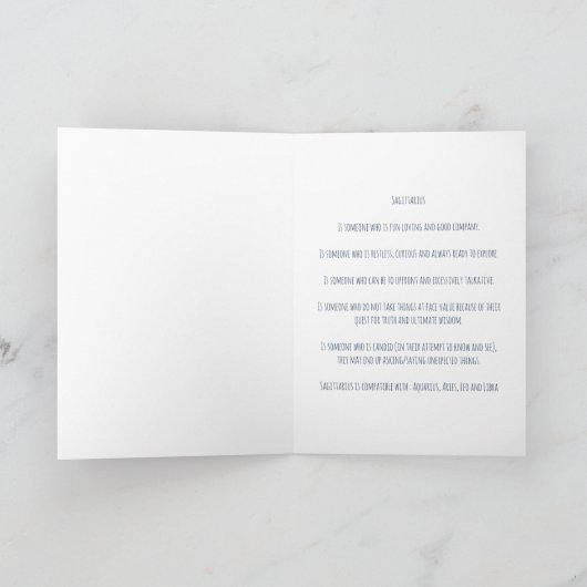 Carte d'anniversaire Blue Space Sagittarius (Intérieur)