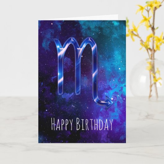 Carte d'anniversaire Blue Space Scorpio (Fleur jaune)