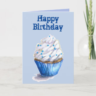 Carte d'anniversaire Blue Velvet Cupcake