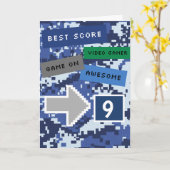 Carte d'anniversaire Blue Video Gamer 9th (Fleur jaune)