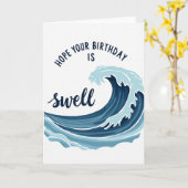 Carte d'anniversaire Blue Wave (Fleur jaune)