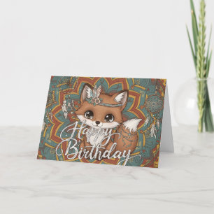 Carte d'anniversaire Boho Fox Happy Birthday