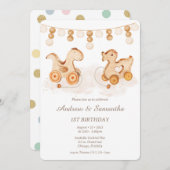 Carte d'anniversaire Boho pour les jumeaux (Devant / Derrière)