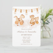 Carte d'anniversaire Boho pour les jumeaux (Debout devant)