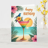 Carte d'anniversaire Boisson Arc-en-ciel (Fleur jaune)