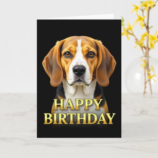 CARTE D'ANNIVERSAIRE BOLD DISTINCT GROS PLAN BEAGL (Fleur jaune)