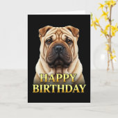 CARTE D'ANNIVERSAIRE BOLD DISTINCT GROS PLAN CHIEN (Fleur jaune)