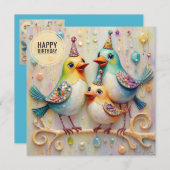 CARTE D'ANNIVERSAIRE ~ BONS Oiseaux ~ (Devant / Derrière)