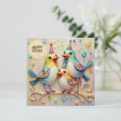 CARTE D'ANNIVERSAIRE ~ BONS Oiseaux ~ (Debout devant)