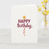 Carte d'anniversaire bordeaux gras (Fleur jaune)