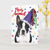 Carte d'anniversaire Boston Terrier (Fleur jaune)