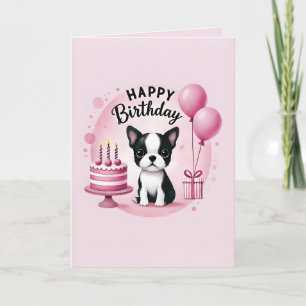 Carte d'anniversaire Boston Terrier