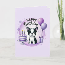 Carte d'anniversaire Boston Terrier