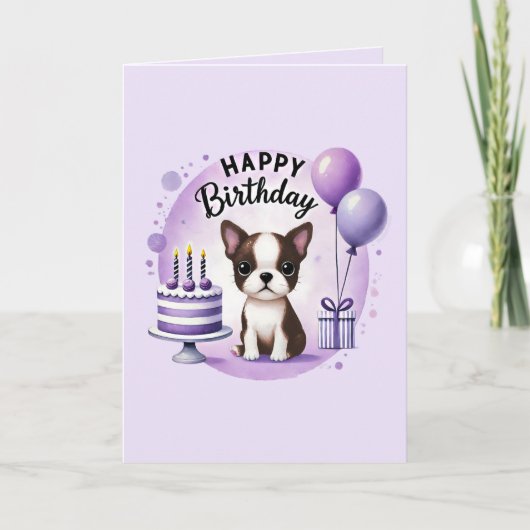 Carte d'anniversaire Boston Terrier (Devant)