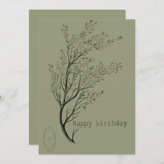 carte d'anniversaire botanique (Devant / Derrière)