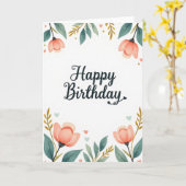 Carte d'anniversaire botanique dorée (Fleur jaune)