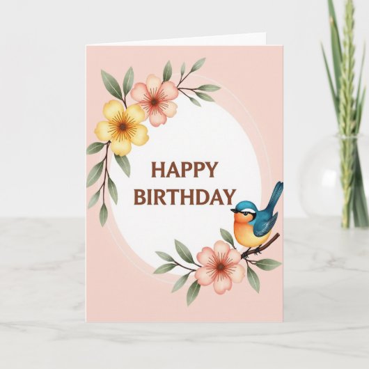 Carte d'anniversaire botanique éthérée (Devant)