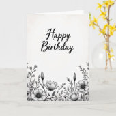 Carte d'anniversaire botanique raffinée (Fleur jaune)