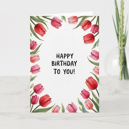 Carte d'anniversaire botanique rose (Devant)