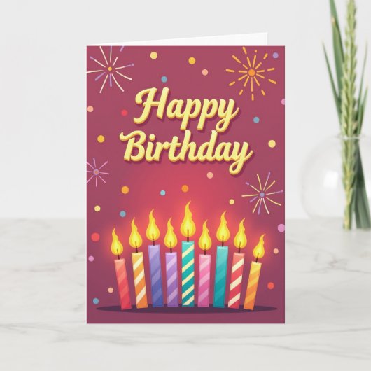 Carte d'anniversaire Bougie Allumée (Devant)