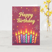 Carte d'anniversaire Bougie Allumée (Fleur jaune)