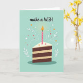 Carte d'anniversaire Bougie de voeux (Fleur jaune)