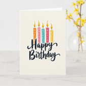 Carte d'anniversaire Bougie Joyeuse (Fleur jaune)