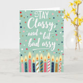 Carte d'anniversaire Bougie Menthe (Fleur jaune)