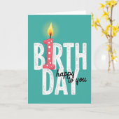 Carte d'anniversaire Bougie Sarcelle (Fleur jaune)