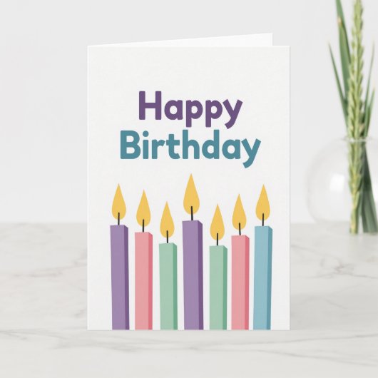 Carte d'anniversaire Bougie sarcelle Violette (Devant)