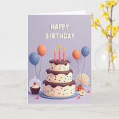 Carte d'anniversaire Bougies Corail (Fleur jaune)