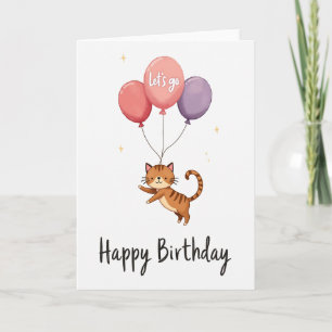 Carte d'anniversaire boule de poils flottante