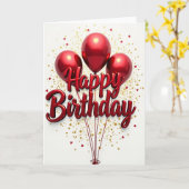 Carte d'anniversaire Boule Rouge (Fleur jaune)