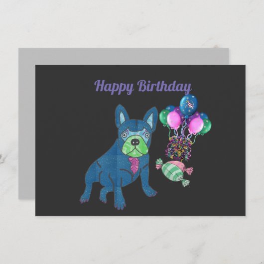 Carte d'anniversaire Bouledogue Français (Devant / Derrière)