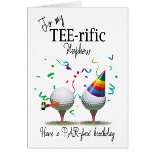 Carte d'anniversaire Boules de Golf sur Tee pour N
