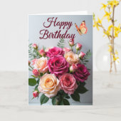 Carte d'anniversaire Bouquet de Roses (Fleur jaune)