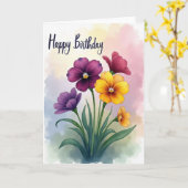 Carte d'anniversaire Bouquet Peint (Fleur jaune)