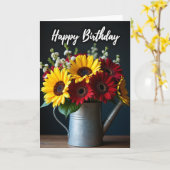 Carte d'anniversaire Bouquet Rustique (Fleur jaune)