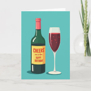 Carte d'anniversaire bouteille Cheers