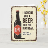 Carte d'anniversaire bouteille vintage (Fleur jaune)