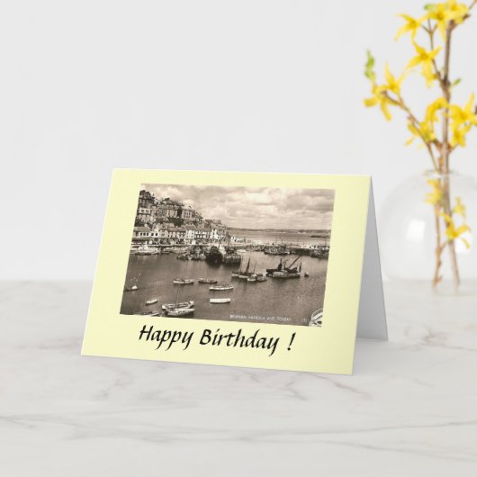 Carte d'anniversaire - Brixham, Devon (Fleur jaune)