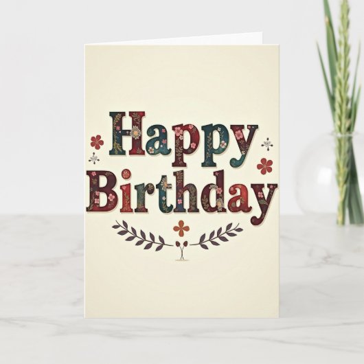 Carte d'anniversaire brodée (Devant)