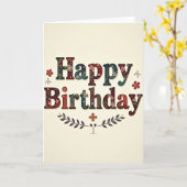 Carte d'anniversaire brodée (Fleur jaune)