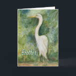 Carte d'anniversaire Brother Egret white bird wiln<br><div class="desc">Carte d'anniversaire du frère Oiseau blanc de la faune de l'aigrette. Titre : "Fier debout" Aquarelle peinture d'un aigrette. Ce design a été une inspiration de l'un de nos voyages au Costa Rica que nous avons séjourné à Playa Los Suenos et a décidé d'explorer autour de jamais la Herradura une...</div>