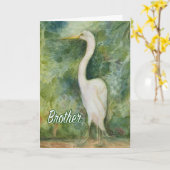 Carte d'anniversaire Brother Egret white bird wiln (Fleur jaune)