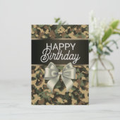 Carte d'anniversaire Brown Camo & Bow (Debout devant)