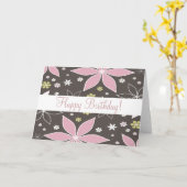 Carte d'anniversaire Brown et rose (Fleur jaune)