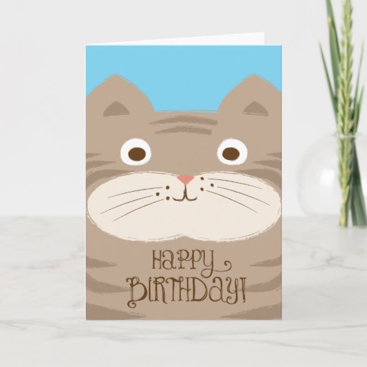 Carte d'anniversaire Brown mignonne de chat de (Devant)