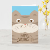 Carte d'anniversaire Brown mignonne de chat de (Fleur jaune)